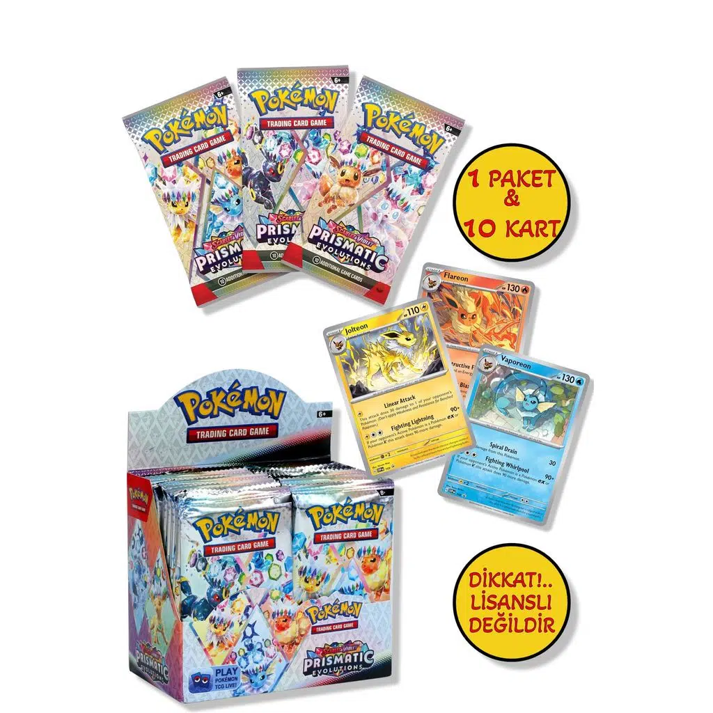 1 Paket (10 KART) Prismatic Evolution Lisanssız Pokemon Oyun Kartı Tcg Scarlet & Violet Booster Pack