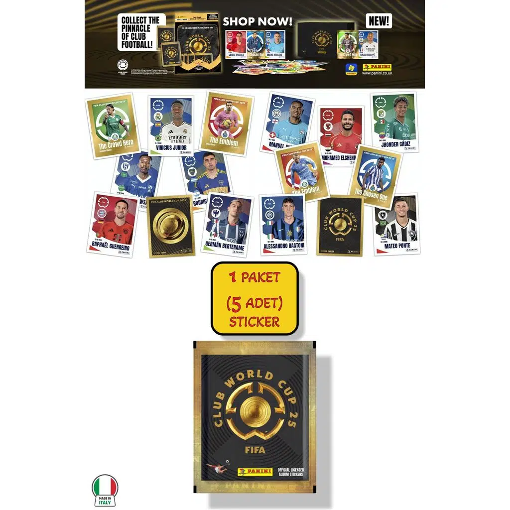 Panini America Club World Cup 2025 Albüm Major Futbol Klüplerler Dünya Kupası 1 PAKET (5 STICKER) 