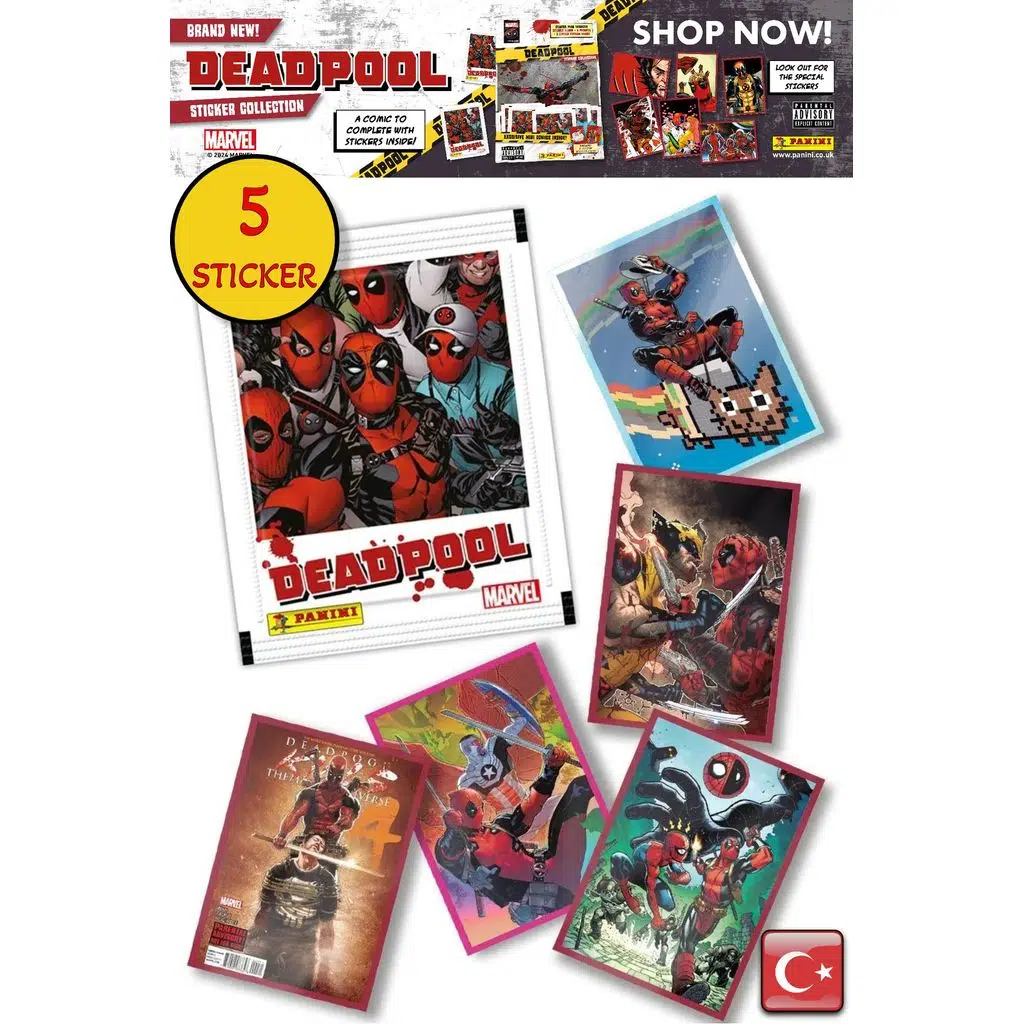 Marvel Deadpool Çıkartma Paketi | Panini Lisanslı Ürün ( 5 STICKER )