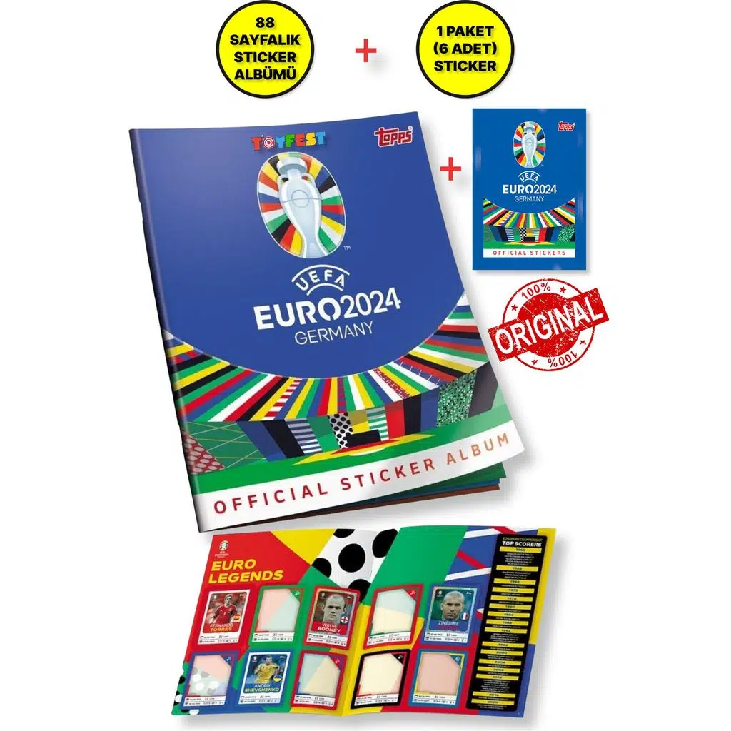 Topps EURO 2024 Sticker Albümü – 88 Sayfa - Koleksiyon Başlasın!