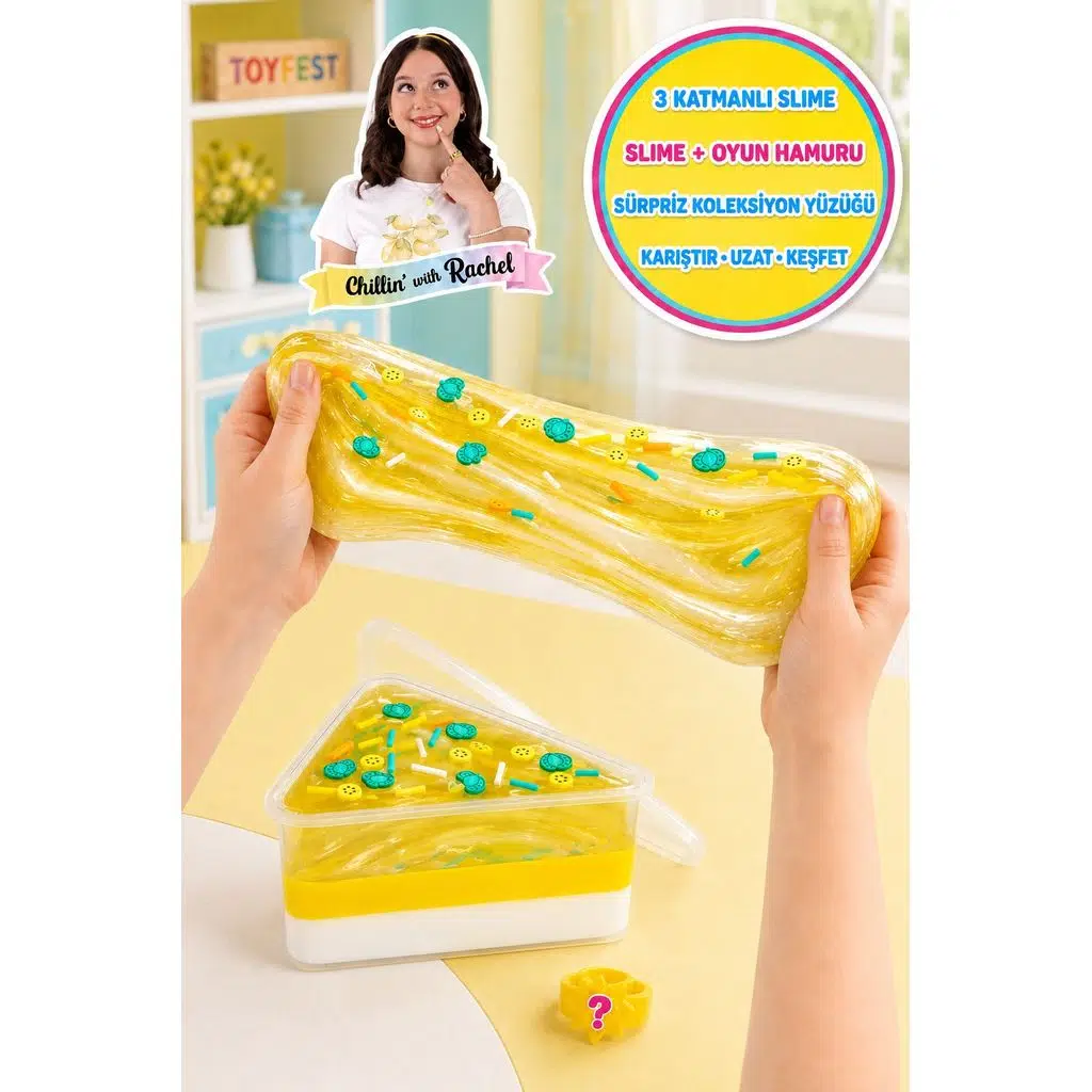 Jelly Cakes Banana Jamma Squishy 3 Katmanlı Sıkmalık Sürpriz Yüzüklü Pasta Dilimli Duyusal Slime