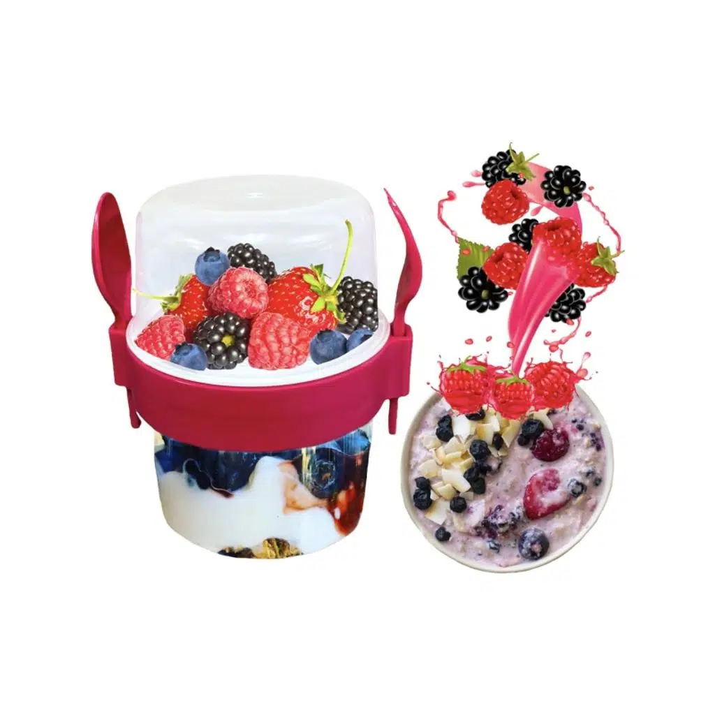 BPA Free Diyet Öğün & Kahvaltı için Çatal & Kaşıklı Kapaklı Yoğurt Müsli Salata Meyve Saklama Kabı