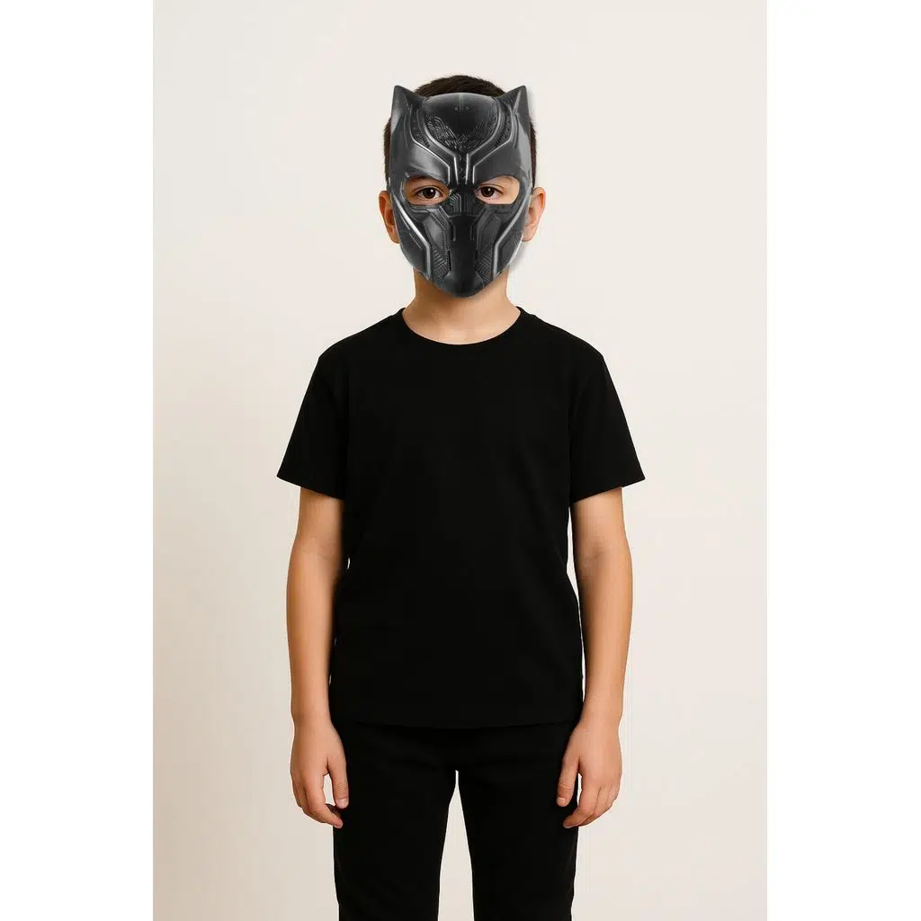 Black Panther Süper Kahraman Maskesi – Çocuk Kostüm Aksesuarı - (4-10 Yaş)
