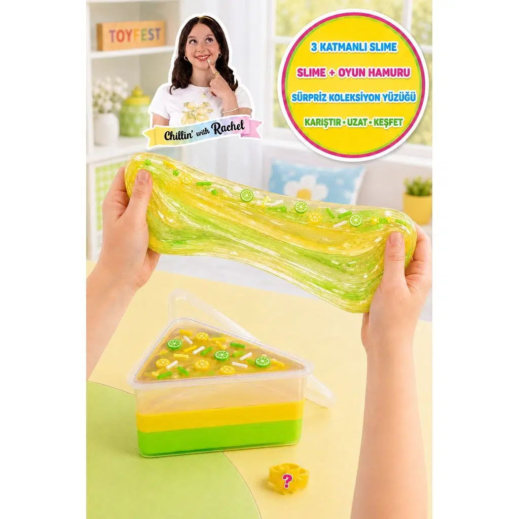 Jelly Cakes Citrus Zap Squishy 3 Katmanlı Sıkmalık Sürpriz Yüzüklü Pasta Dilimli Duyusal Slime