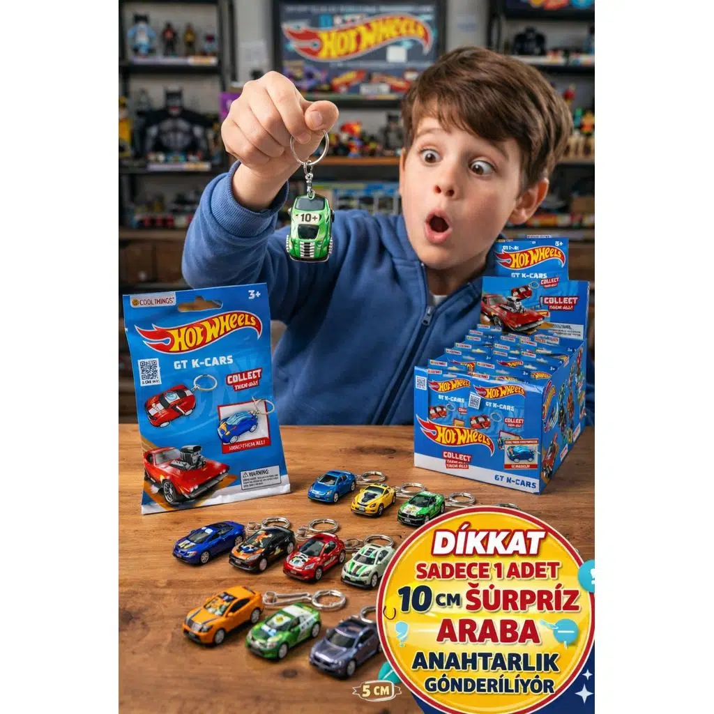 Hot Wheels GT K-Cars Sürpriz Anahtarlık 3D Yumuşak Dokulu Koleksiyon Oyuncağı 10 CM - 1 ADET