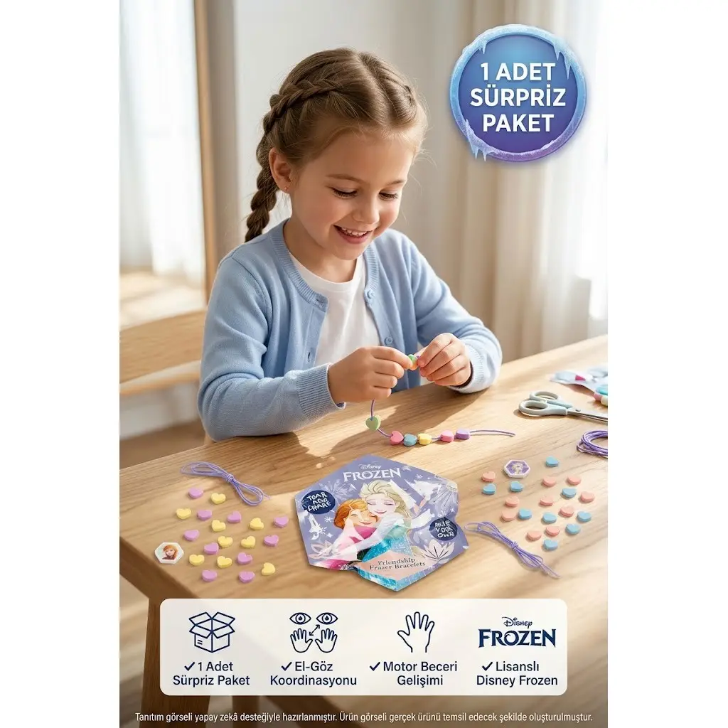 Disney Frozen Silgili Arkadaş Bilekliği DIY Kendin Yap Sürpriz Paket 1 Adet 14x13 cm