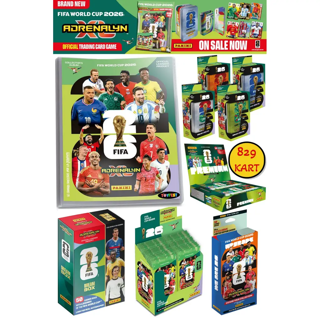 Dünya Kupası 2026 Panini Adrenalyn XL Dev Set Koleksiyonluk Mega Kutu Kart Full Seri 829 Kart