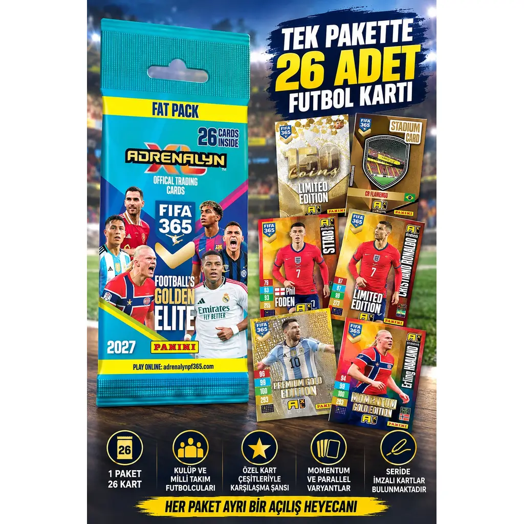 Panini FIFA 365 Adrenalyn XL 2027 Fat Pack Futbolcu Kartı 1 Paket 26 Kart