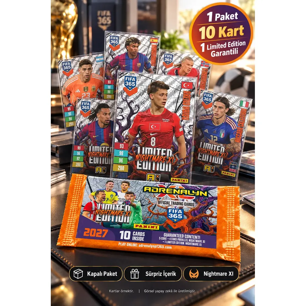 Panini FIFA 365 Adrenalyn XL 2027 Nightmare XI Futbolcu Kartı 10 Kartlık Paket