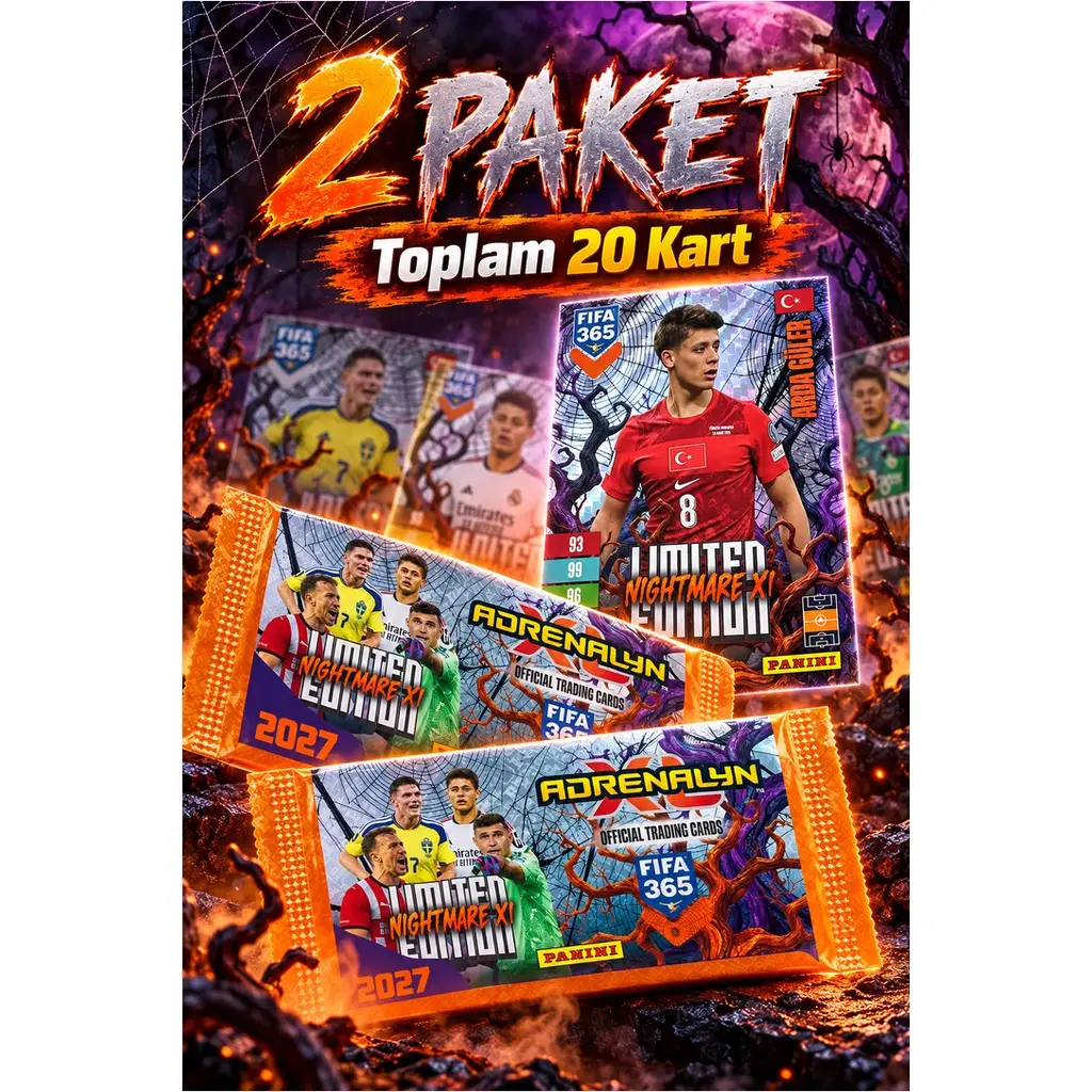 Panini FIFA 365 Adrenalyn XL 2027 Nightmare XI Futbolcu Kartı 2 Paket Toplam 20 Kart