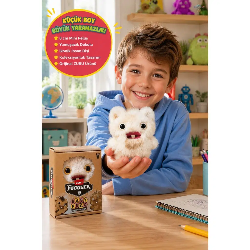 Fuggler Baby Fugg Screech Peluş Oyuncak Beyaz Gri Koleksiyon Figürü Orijinal ZURU 8 cm