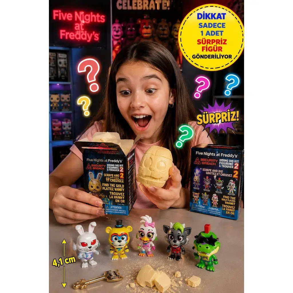 Five Nights at Freddy's FNAF Security Breach Gizemli Kazı Figürü Seri 2 Koleksiyon 4,1 cm - 1 ADET