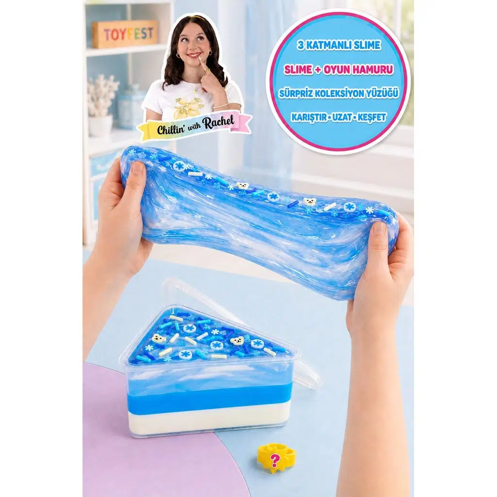 Jelly Cakes Iceberry Chill Squishy 3 Katmanlı Sıkmalık Sürpriz Yüzüklü Pasta Dilimli Duyusal Slime