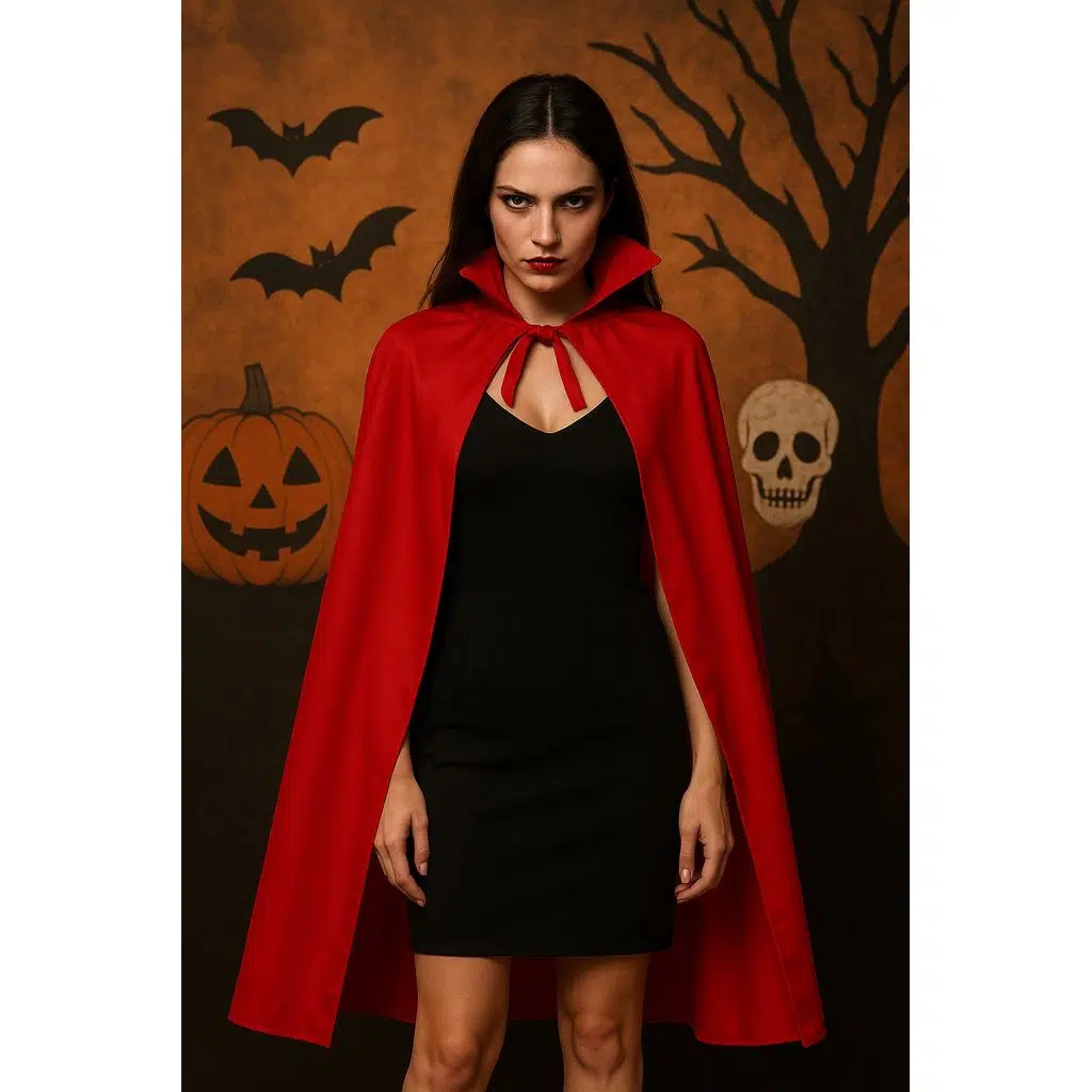 Kırmızı Şeytan Pelerini 120 cm Halloween Kostüm Aksesuarı