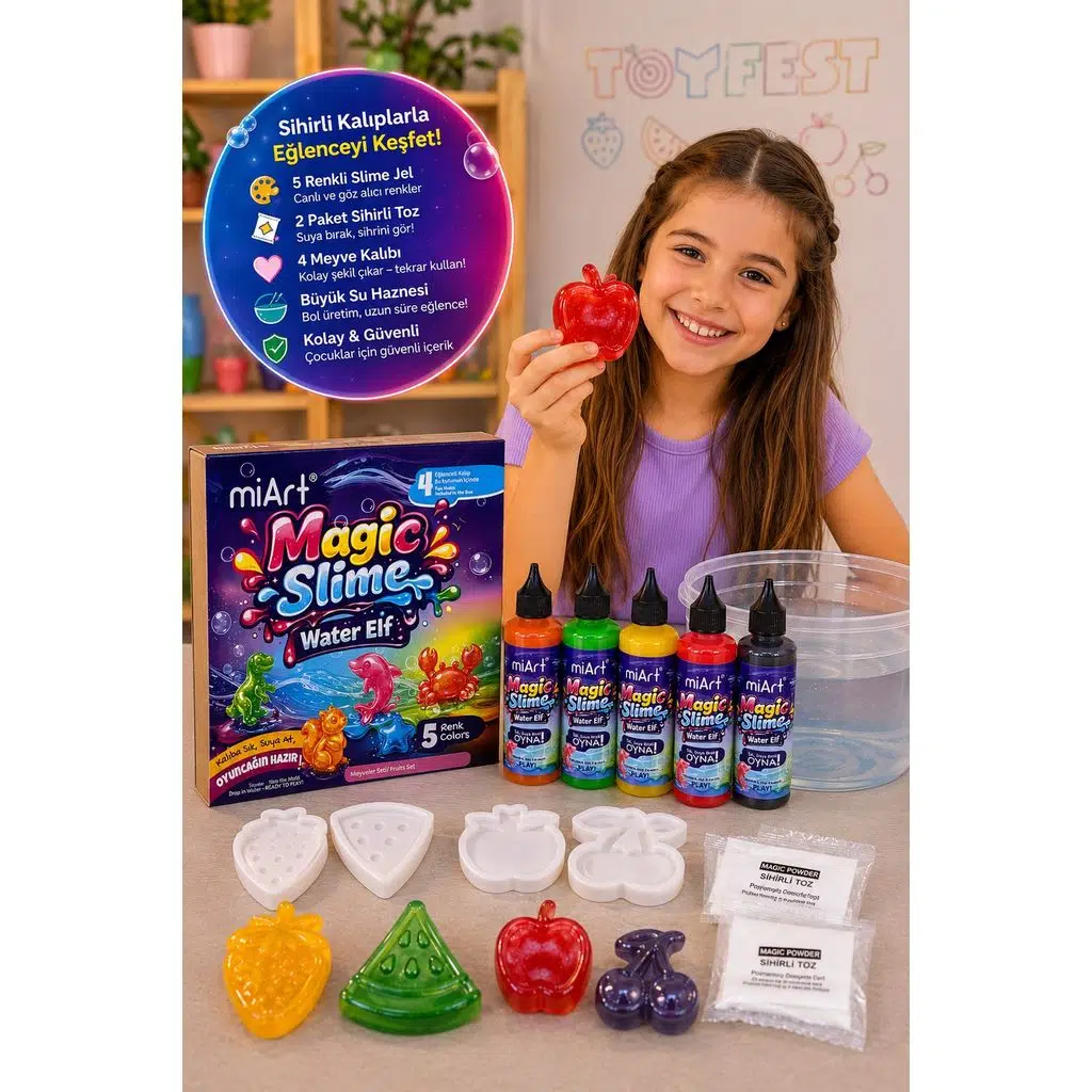 Magic Slime Water Elf 5 Renk Sihirli Slime Oyun Seti 4 Kalıp Meyveler