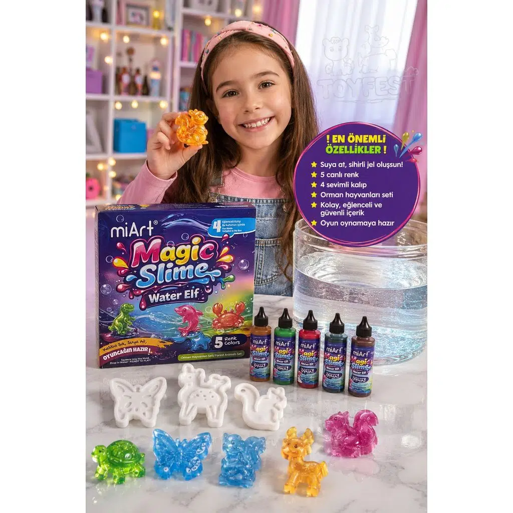 Magic Slime Water Elf Sihirli Slime Oyun Seti 5 Renk 4 Kalıp Orman Hayvanları Eğitici Oyuncak