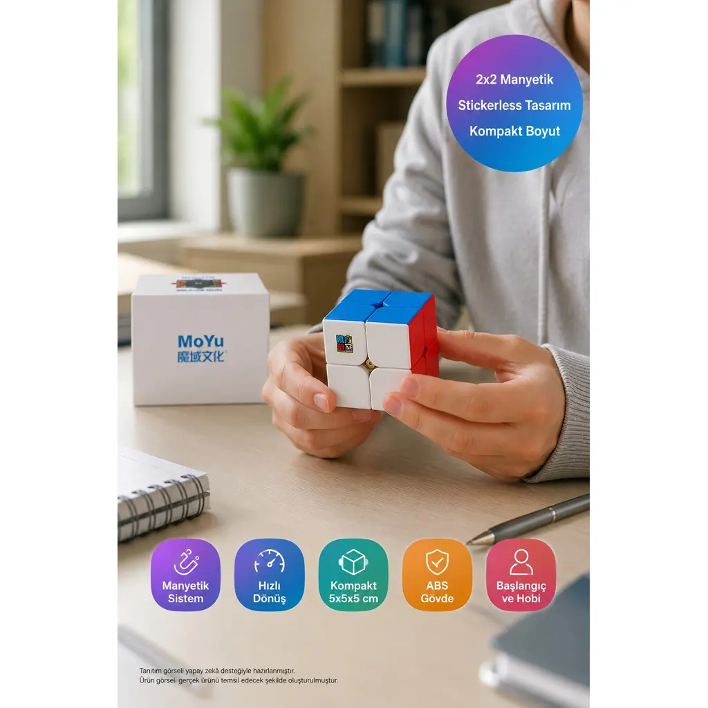 Moyu 2x2 Manyetik Zeka Küpü Stickerless Speed Cube MoYu RS2M Akıcı Dönüşlü Kompakt Hobi Küpü