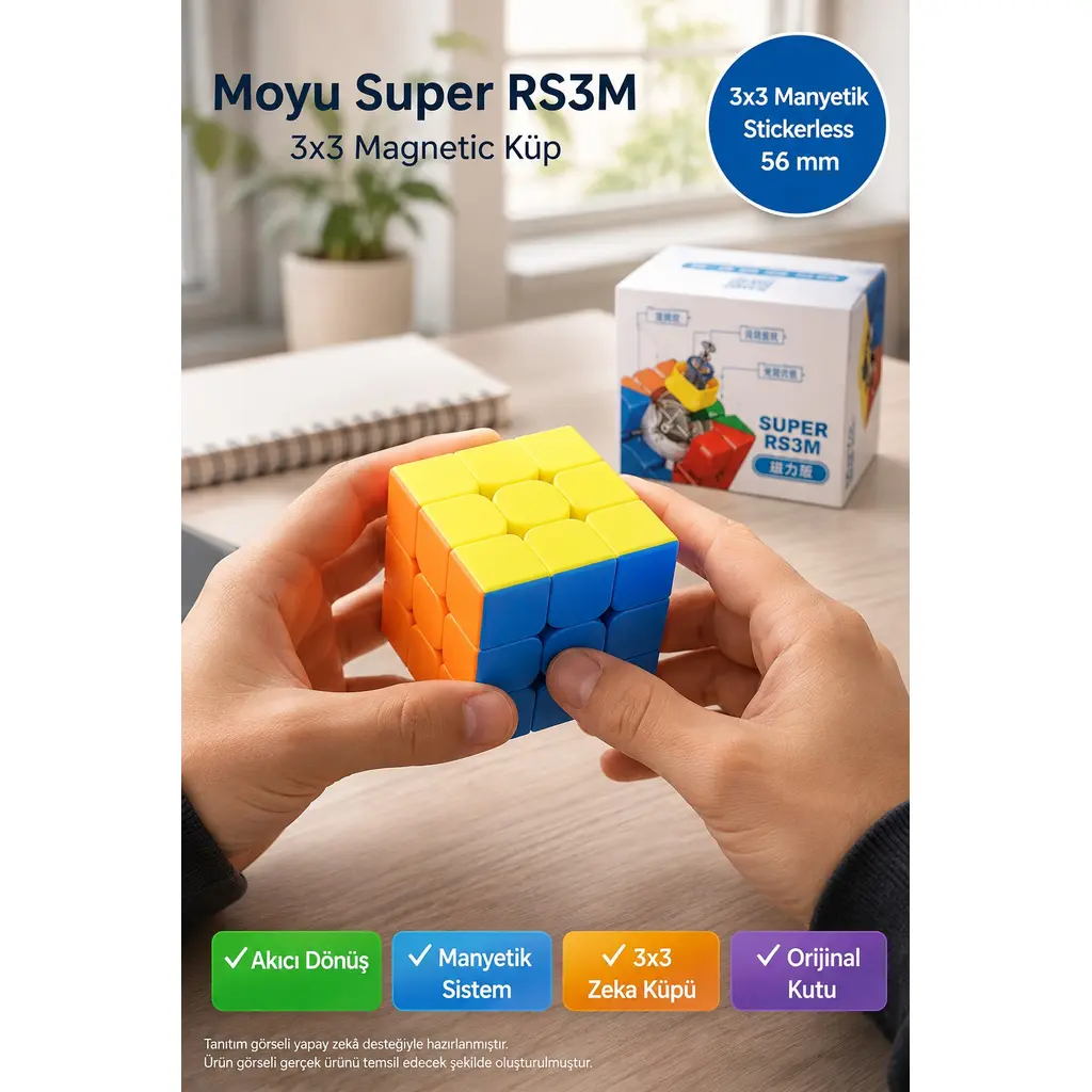 Manyetik 3x3 Zeka Küpü Moyu Super RS3M Stickerless Speed Cube Hız Küpü Akıcı Dönüş MF8829 5,6 cm