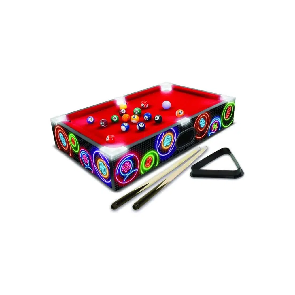 Masaüstü Portatif Taşınabilir Led Işıklı Bilardo Oyun Seti 50x30cm