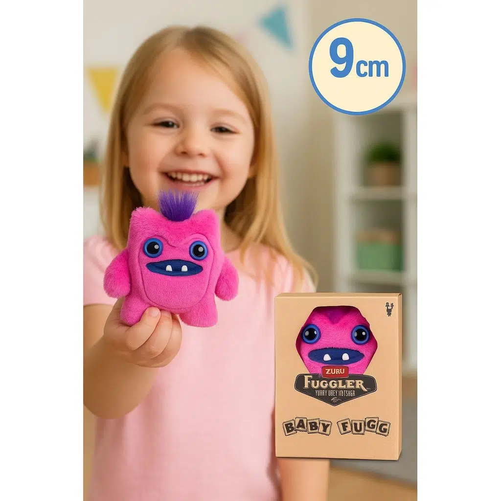 Mini Koleksiyonluk ZURU Fuggler Baby Fuggs Komik Çirkin Peluş Oyuncak Greedy Grinner Pembe 9cm