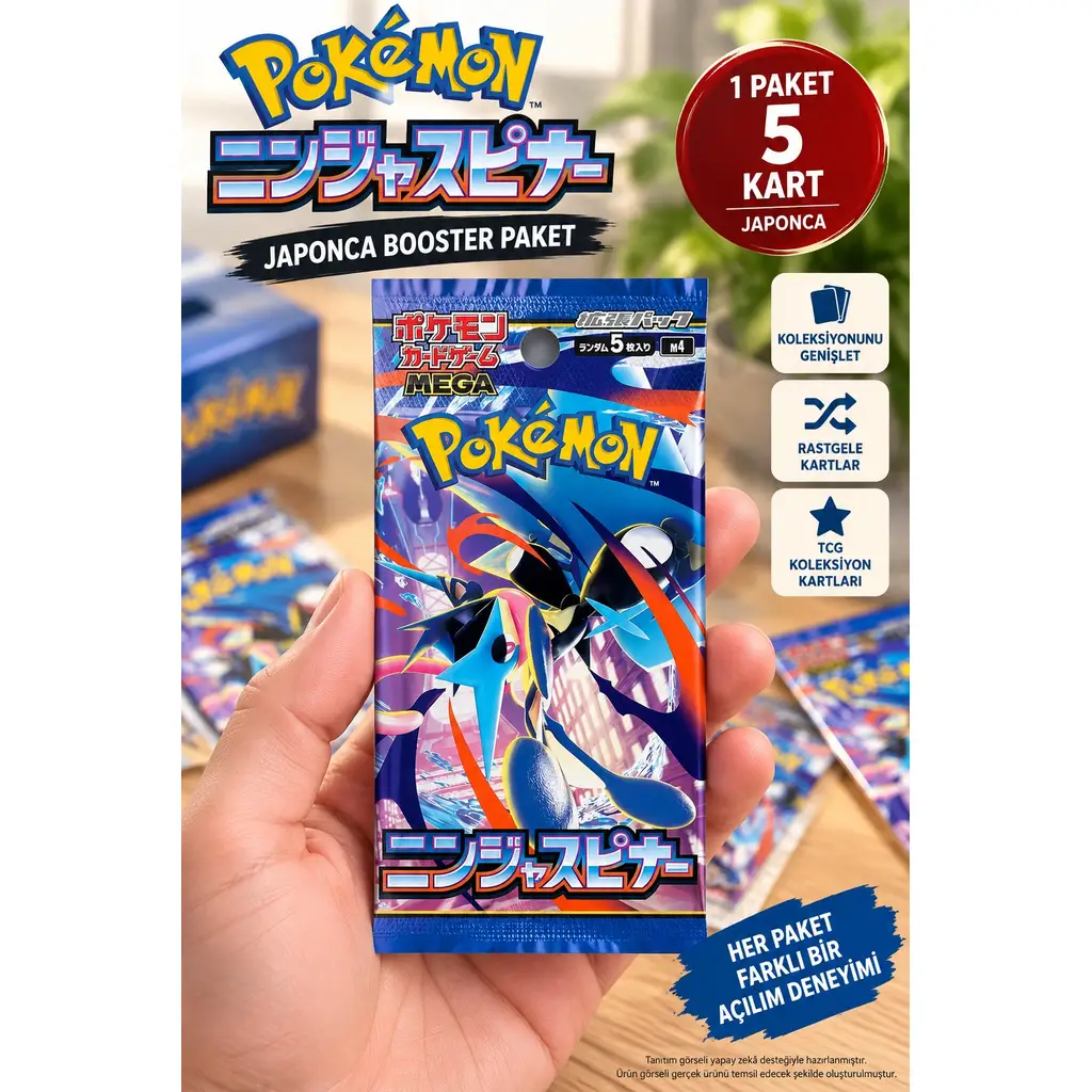 Pokémon Ninja Spinner Japonca Booster Paket 5 Kart TCG Koleksiyon Kartı - 1 PAKET