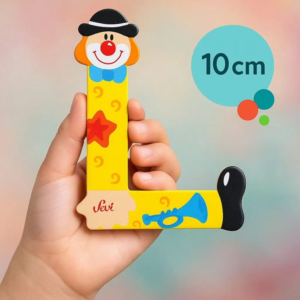 Palyaçolu Ahşap L Harfi - Renkli ve Eğlenceli Tasarım (10 cm)