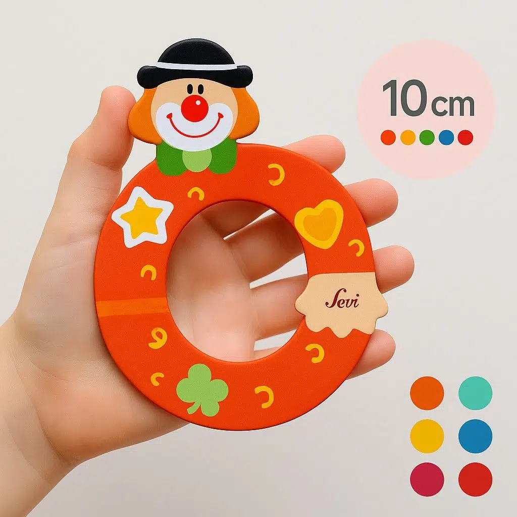 Palyaçolu Ahşap O Harfi - Renkli ve Eğlenceli Tasarım (10 cm)