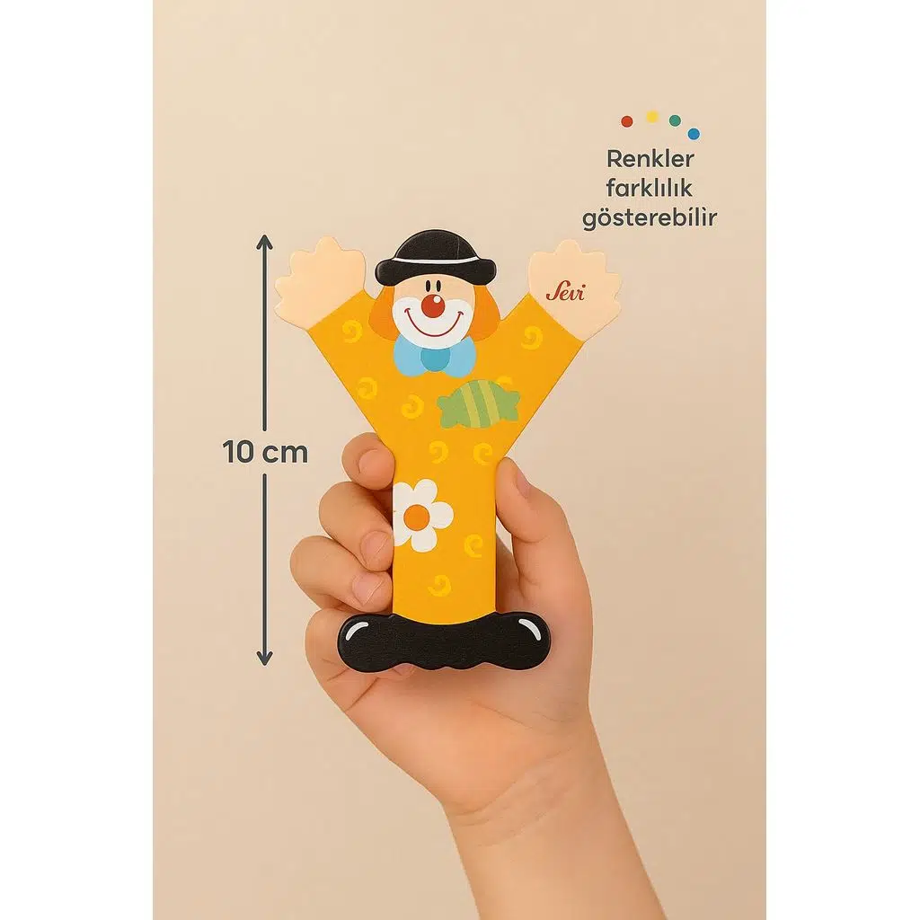 Palyaçolu Ahşap Y Harfi - Renkli ve Eğlenceli Tasarım (10 cm)