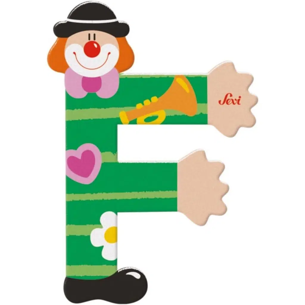 Palyaçolu Ahşap F Harfi - Renkli ve Eğlenceli Tasarım (10 cm)