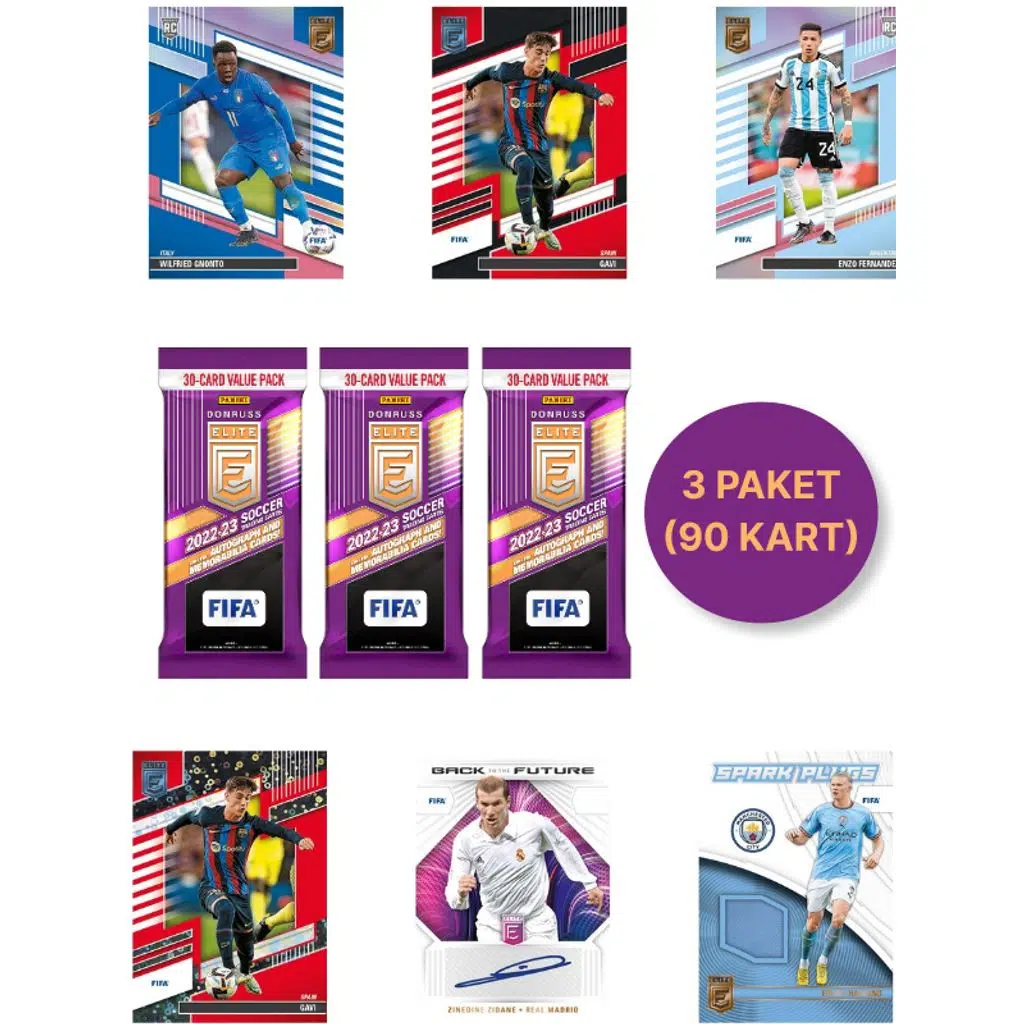 Panini 2022 - 23 Donruss Elite FIFA Futbolcu Kartları - Fat Pack - Özel Koleksiyon Serisi - 3 PAKET