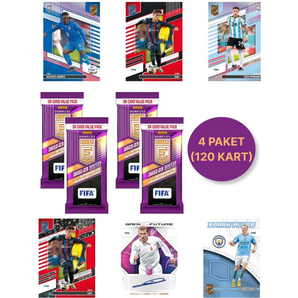 Panini 2022 - 23 Donruss Elite FIFA Futbolcu Kartları - Fat Pack - Özel Koleksiyon Serisi - 4 PAKET