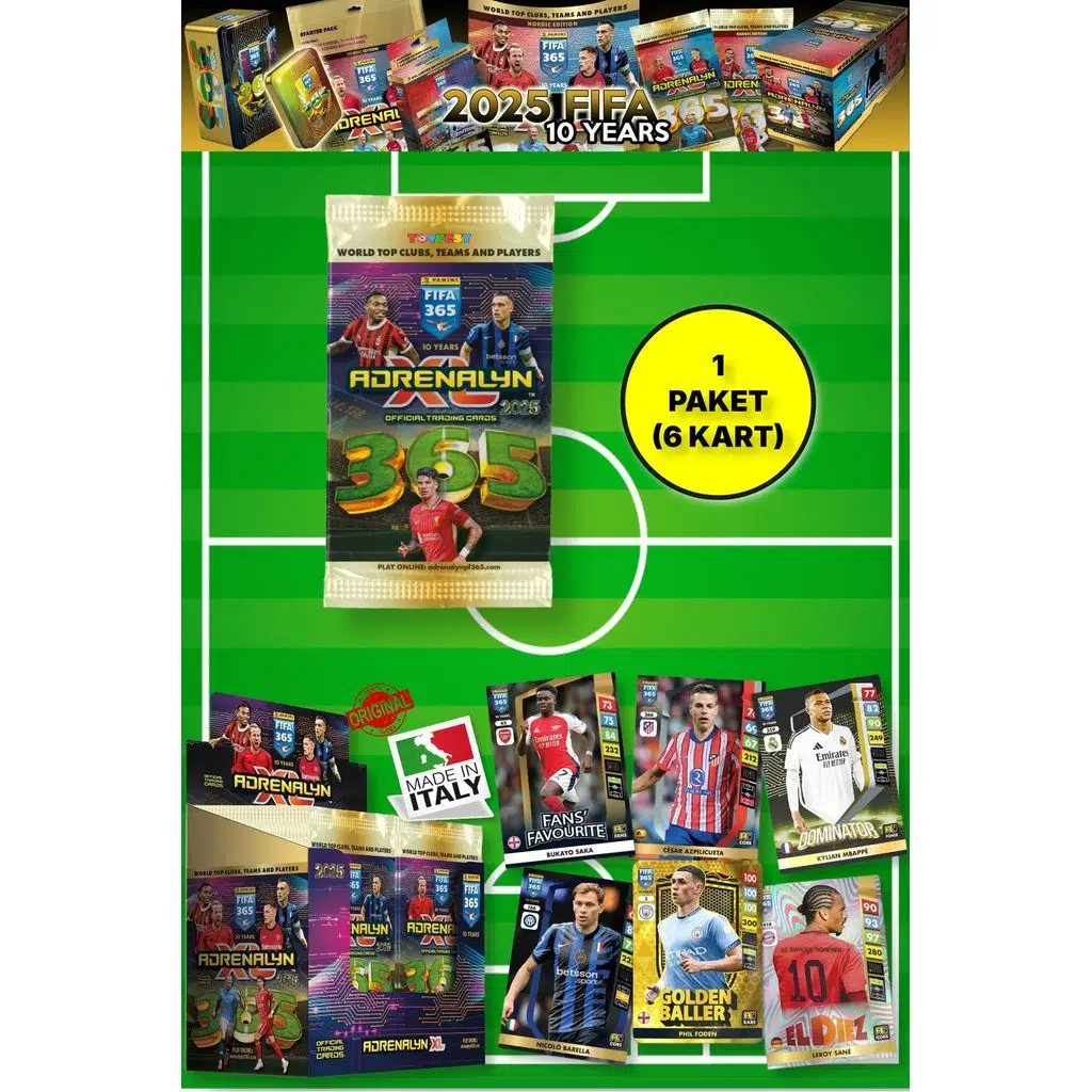 Panini Adrenalyn Fifa 365 - 2025 Official Trading Card Futbolcu Kart Paketi