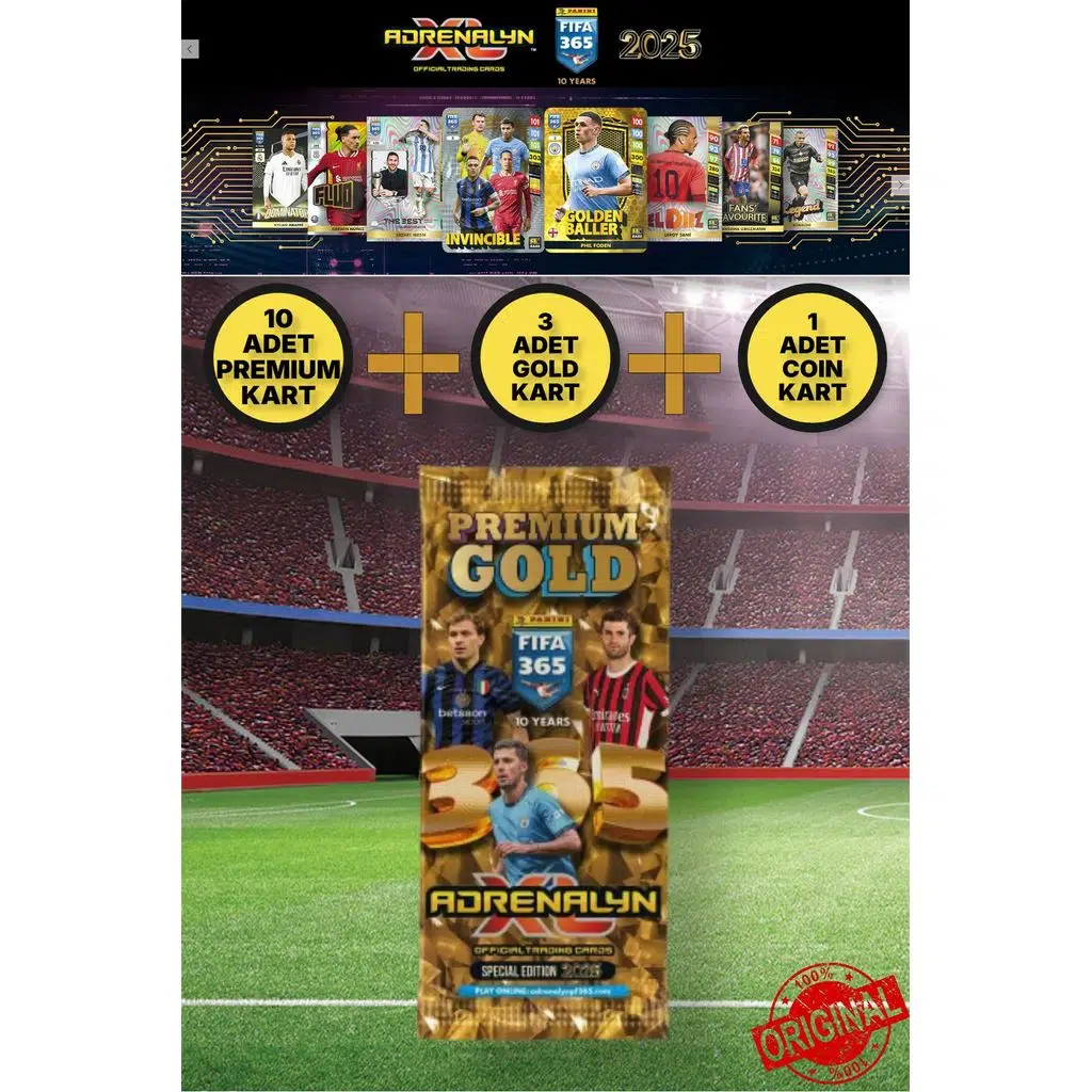 Panini Adrenalyn Fifa 365 2025 Premium Gold Card Özel Futbolcu Kartları 1 Paket