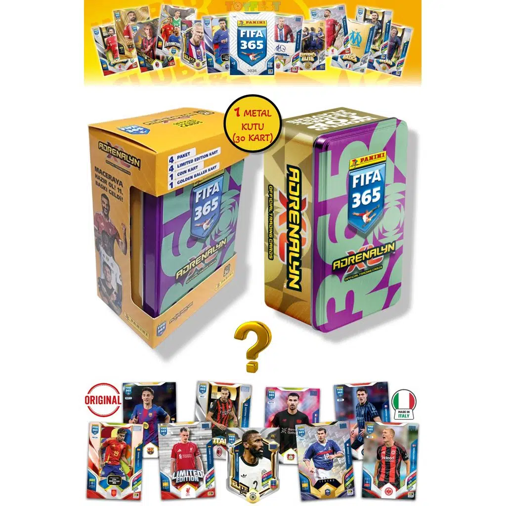 Panini Fifa 2026 Metal Kutulu Futbolcu Kartları (24 Core 4 LE 1 Coin 1 Golden Kart) - Mor Yeşil