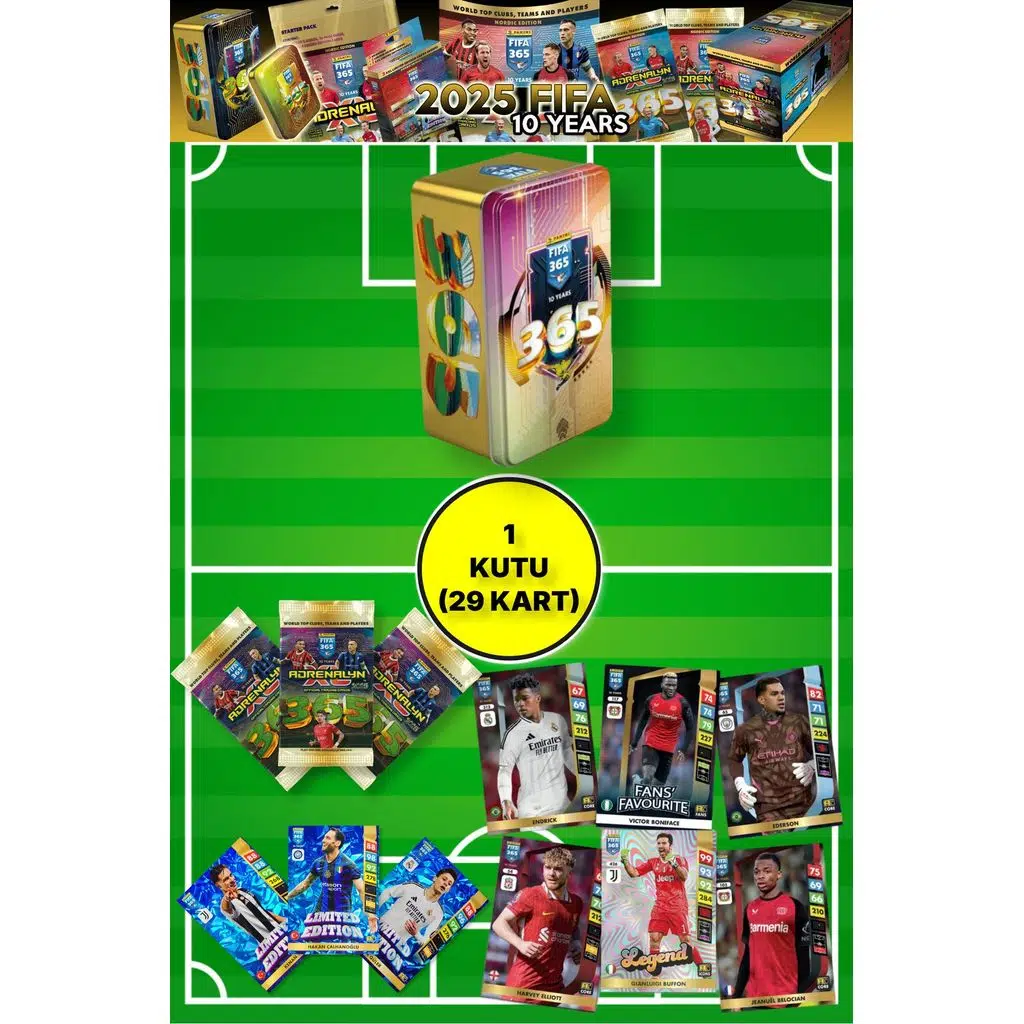 Panini Fifa 365 - 2025 Official TC Tin Box - Metal Kutulu Futbolcu Kartları ( 1 KUTU) MODEL 1