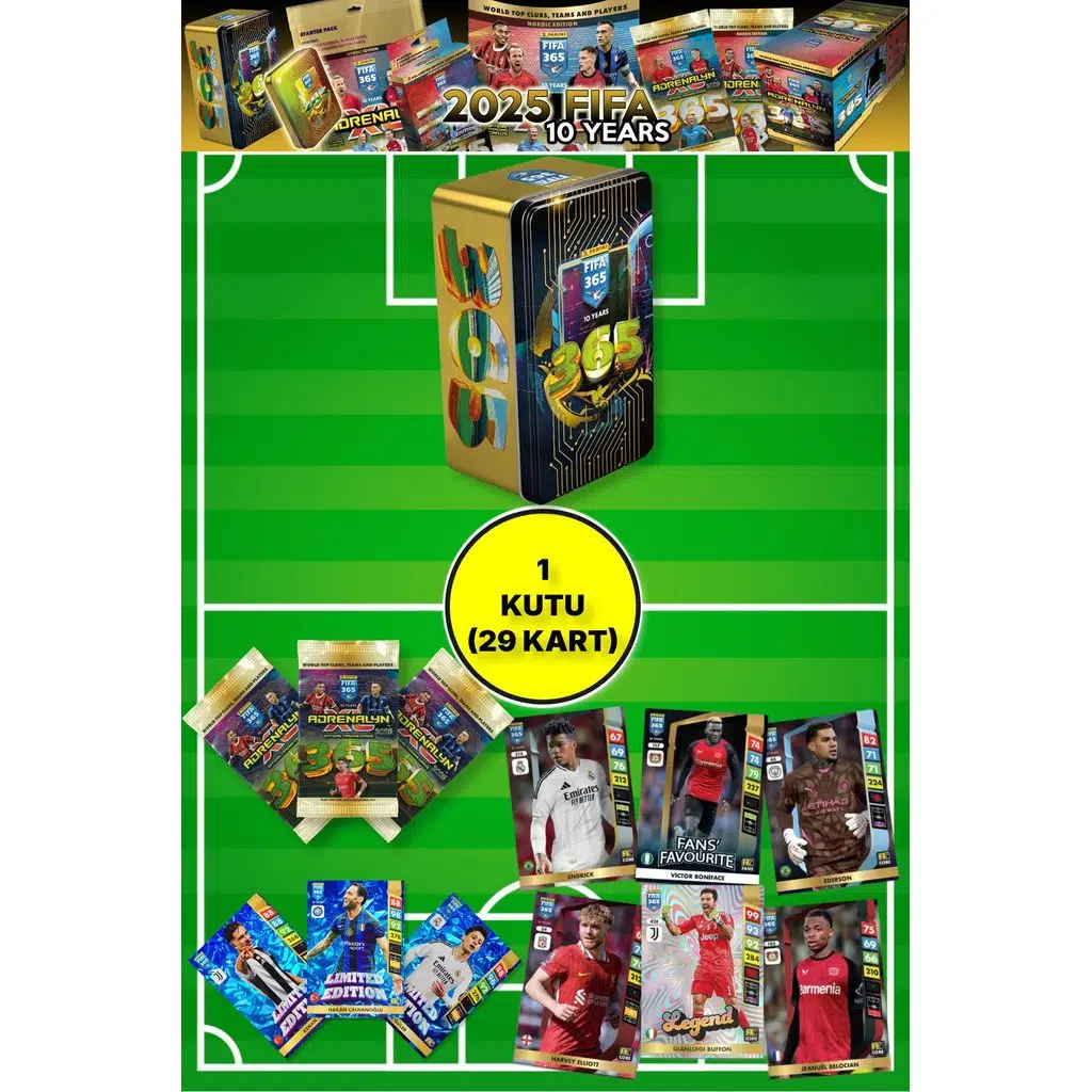 Panini Fifa 365 - 2025 Official TC Tin Box - Metal Kutulu Futbolcu Kartları ( 1 KUTU) MODEL 2