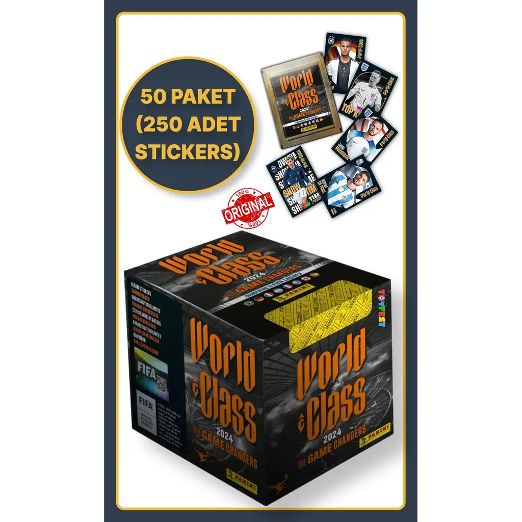 Panini Fifa World Class Koleksiyon Futbolcu 2024 Sticker Çıkartmaları + 50 Paket (250 Adet Sticker)