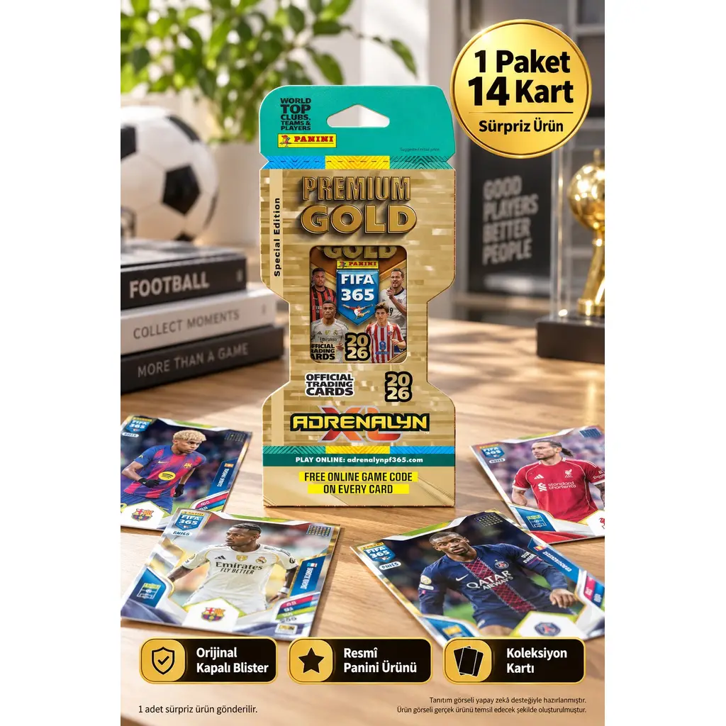 Panini Premium Gold 2026 Adrenalyn XL Futbolcu Kartı Special Edition Eco Blister (1 Paket 14 Kart)