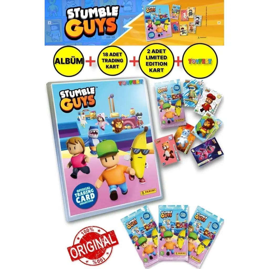 Panini Stumble Guys Koleksiyon Kartları Albüm Dergisi (18 Adet Kart + 2 Limited Edition Kart)
