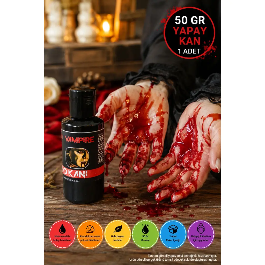 Yapay Kan 50 Gr Halloween Cadılar Bayramı Dracula Vampir Makyaj Parti Kostüm Efekti 1 Adet