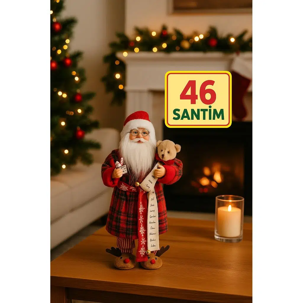 Pijamali Noel Baba Dekoratif Biblo 46 Cm Yilbasi Süsü Ev Ofis Icın Şık Yeni Model
