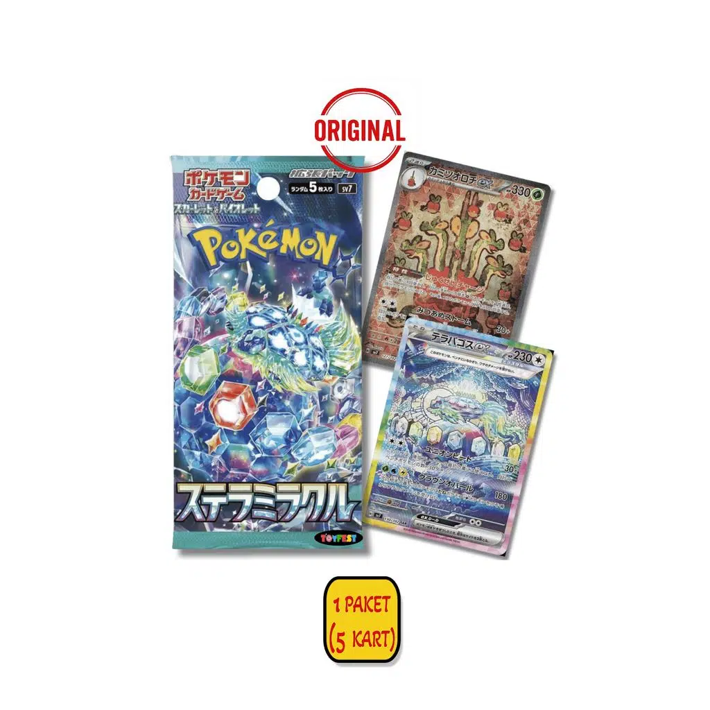 1 Paket (5 Kart) Lisanslı Pokémon Kart Scarlet & Violet SV7 Stellar Miracle Japonca Booster Paket