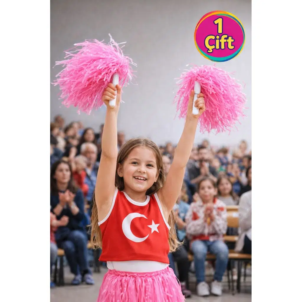 PonPon Mat Pembe Amigo Sopalı Dayanıklı Hafif Tezahürat Ponponu 1 Çift