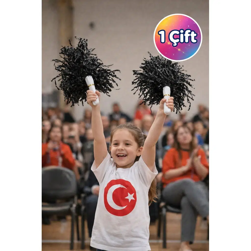 PonPon Mat Siyah Amigo Sopalı Dayanıklı Hafif Tezahürat Ponponu 1 Çift