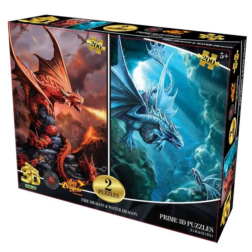 Prime 3D Ateş Ejderhası ve Su Ejderhası İkili Puzzle 200 Parça
