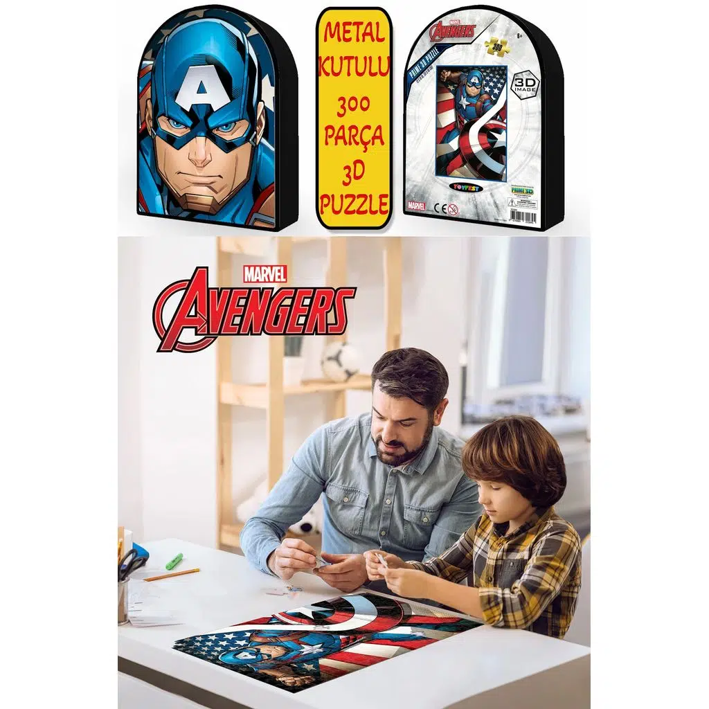 Prime 3D - Captain America 300 Parça Puzzle 35584 - Metal Kutu