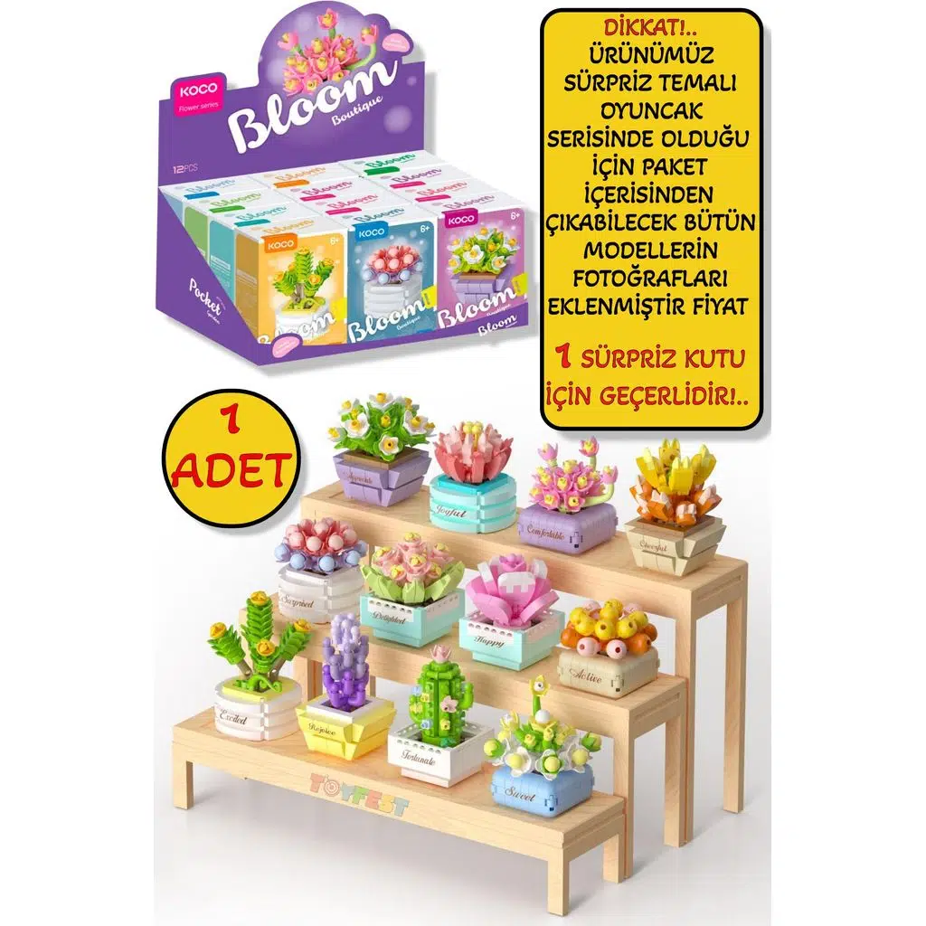 Sürpriz Saksı Çiçekleri Sukulent Serisi 3D Puzzle - 1 ADET