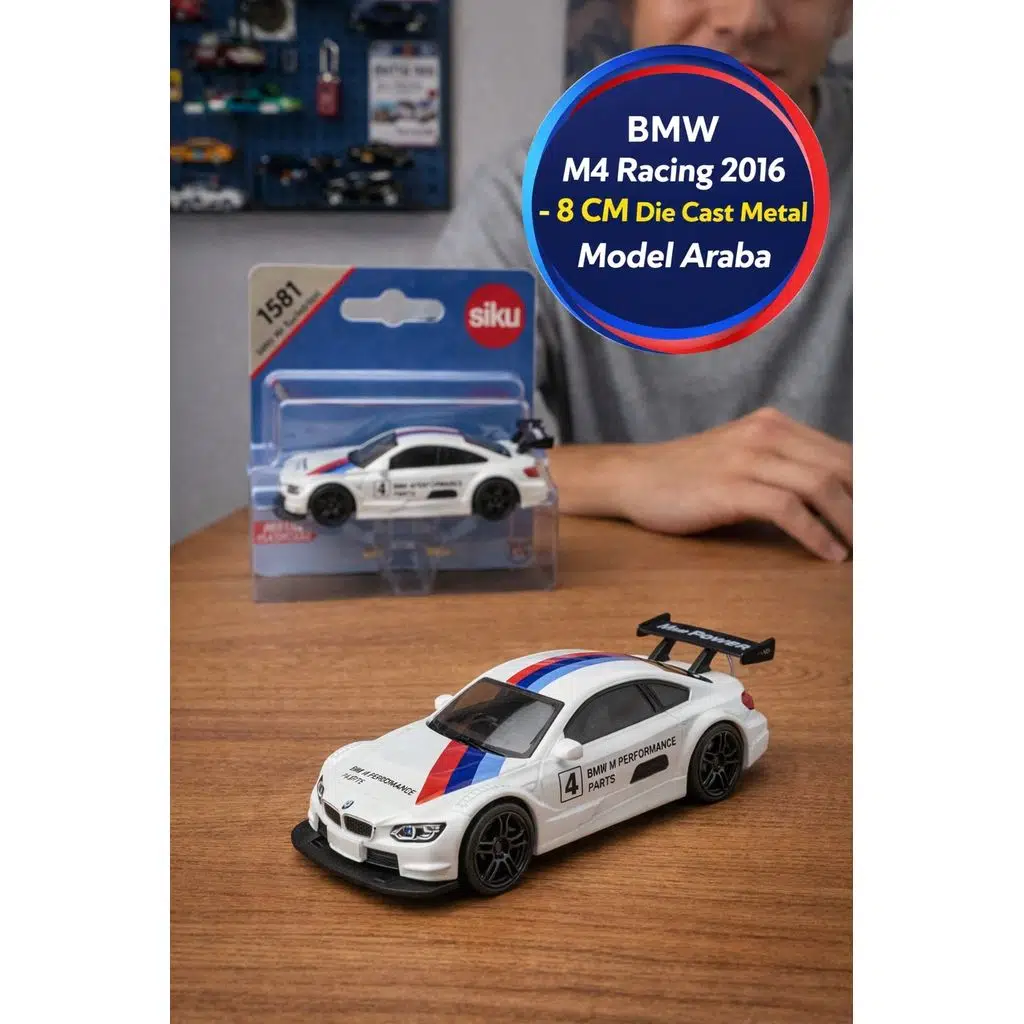 Siku BMW M4 Racing 2016 Metal Oyuncak Araba Koleksiyon Model Beyaz Yarış Arabası 8 CM