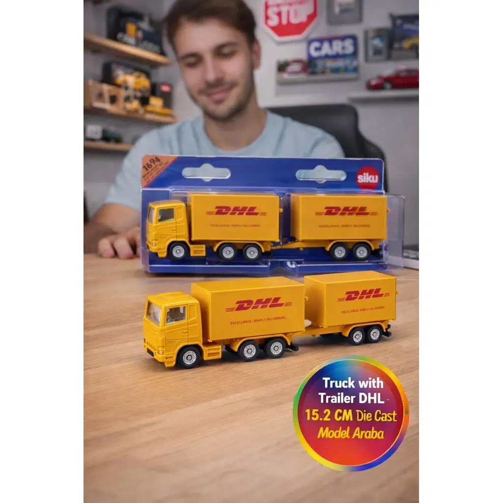 Siku DHL TIR Kamyon Römorklu Diecast Oyuncak Model Koleksiyonluk Metal Çekici Dorse Lisanslı 15.2 CM