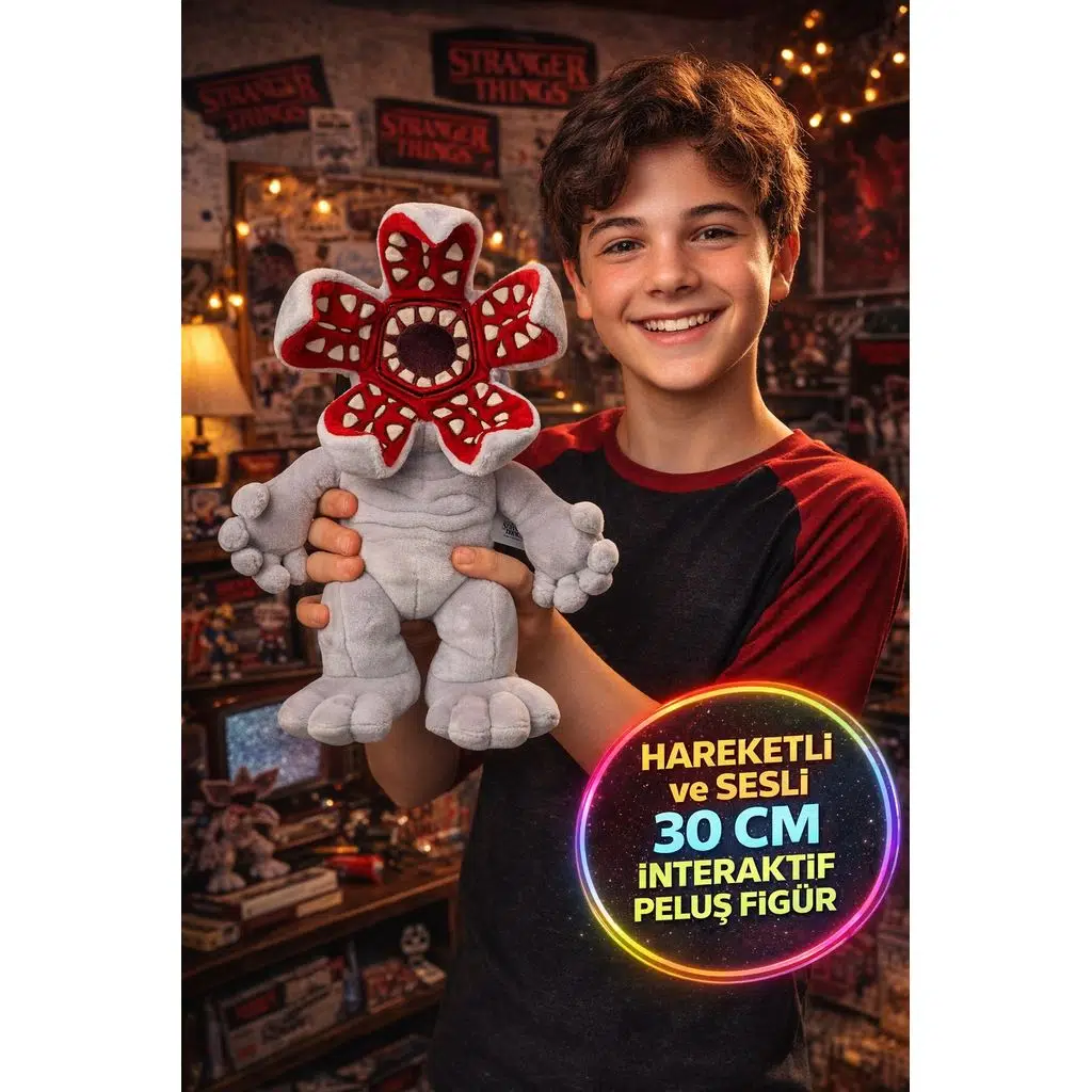 Stranger Things Demogorgon Elektronik Pelüş 30 cm Sesli Açılan Ağızlı Lisanslı Oyuncak